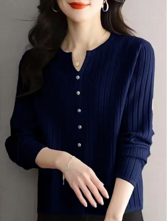 V-Neck Long Sleeve Knitted Open Cardigan